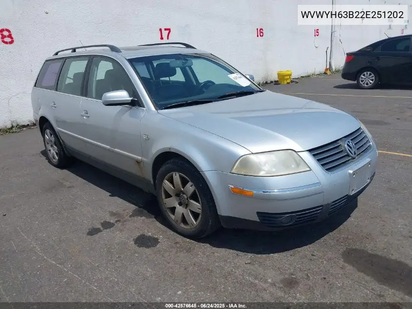 2002 Volkswagen Passat Glx VIN: WVWYH63B22E251202 Lot: 42576648