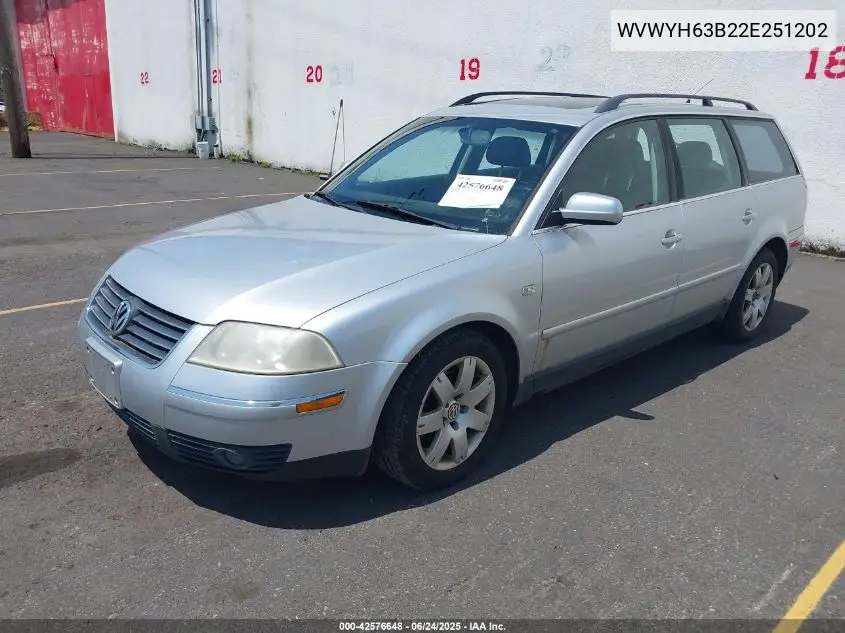 2002 Volkswagen Passat Glx VIN: WVWYH63B22E251202 Lot: 42576648