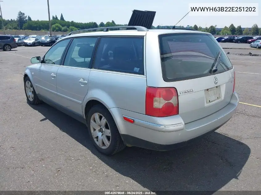 2002 Volkswagen Passat Glx VIN: WVWYH63B22E251202 Lot: 42576648