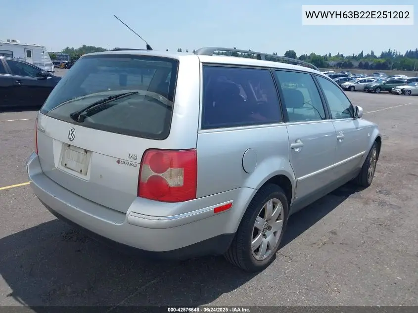 2002 Volkswagen Passat Glx VIN: WVWYH63B22E251202 Lot: 42576648