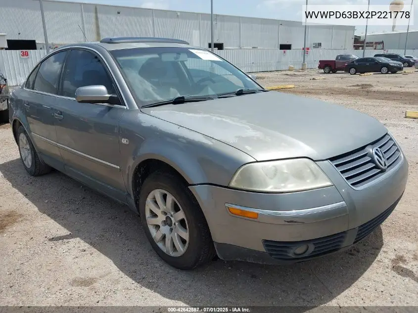 2002 Volkswagen Passat Gls VIN: WVWPD63BX2P221778 Lot: 42642587