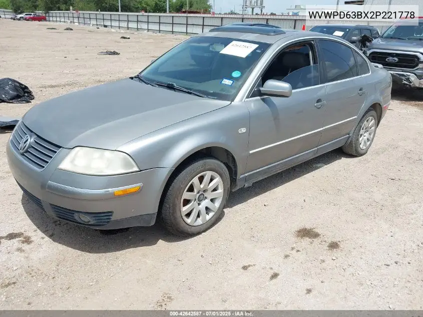 2002 Volkswagen Passat Gls VIN: WVWPD63BX2P221778 Lot: 42642587