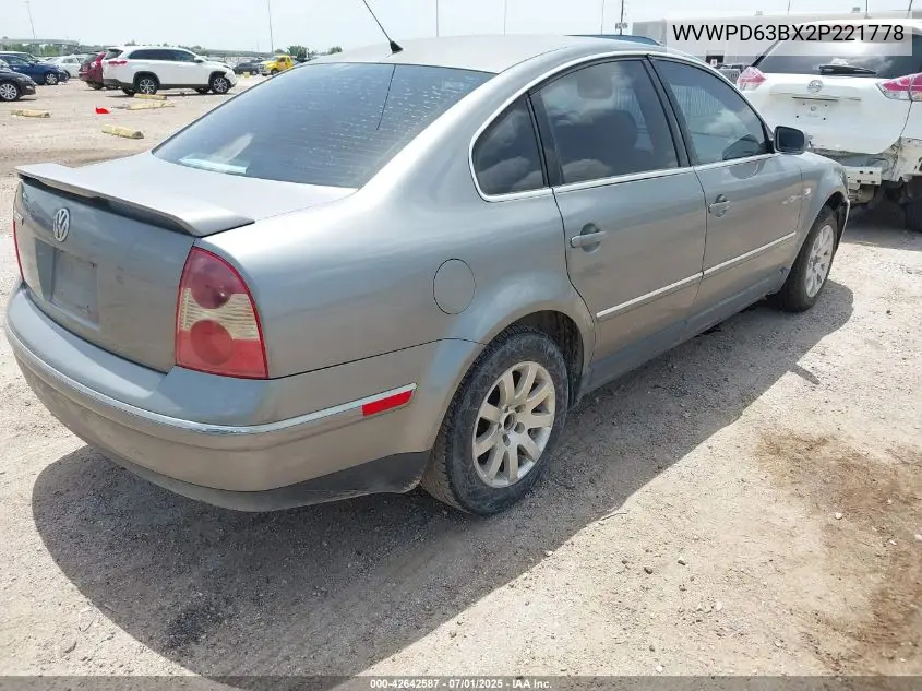 2002 Volkswagen Passat Gls VIN: WVWPD63BX2P221778 Lot: 42642587
