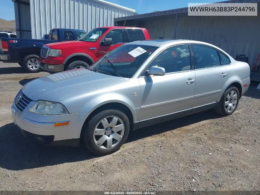 2003 Volkswagen Passat Glx VIN: WVWRH63B83P244796 Lot: 42228440