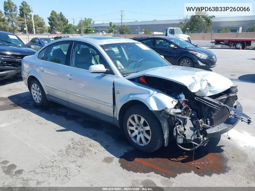 2003 Volkswagen Passat Gls VIN: WVWPD63B33P260066 Lot: 42416281