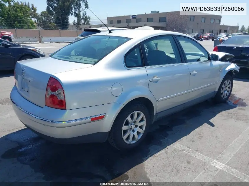 2003 Volkswagen Passat Gls VIN: WVWPD63B33P260066 Lot: 42416281