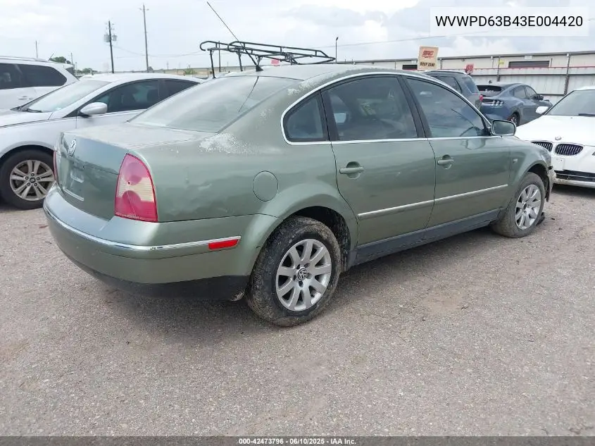 2003 Volkswagen Passat Gls VIN: WVWPD63B43E004420 Lot: 42473796