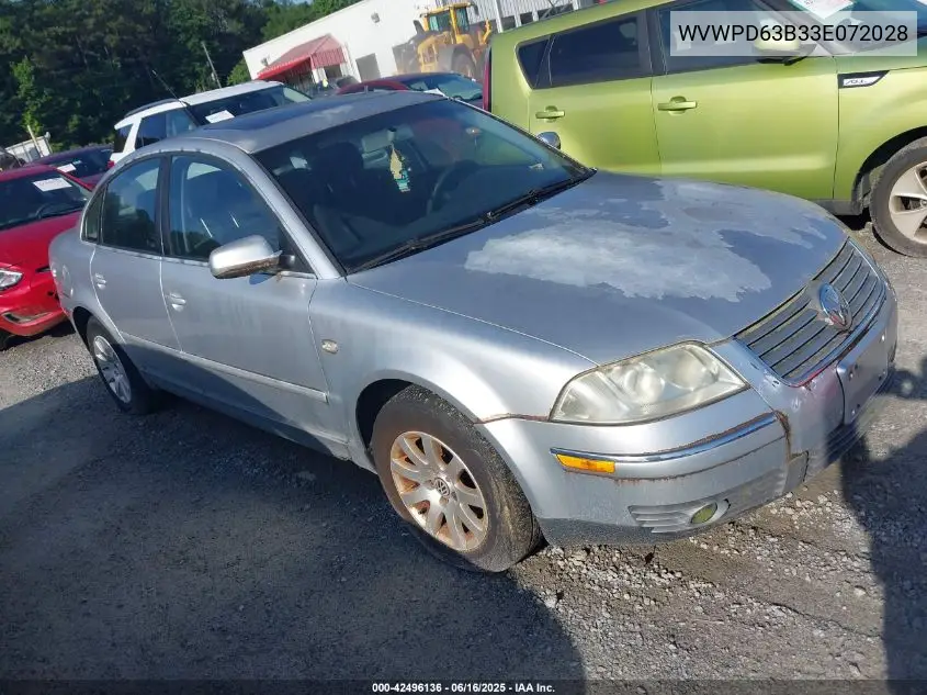 2003 Volkswagen Passat Gls VIN: WVWPD63B33E072028 Lot: 42496136