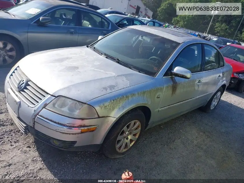 2003 Volkswagen Passat Gls VIN: WVWPD63B33E072028 Lot: 42496136