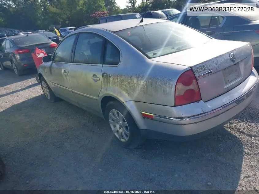 2003 Volkswagen Passat Gls VIN: WVWPD63B33E072028 Lot: 42496136