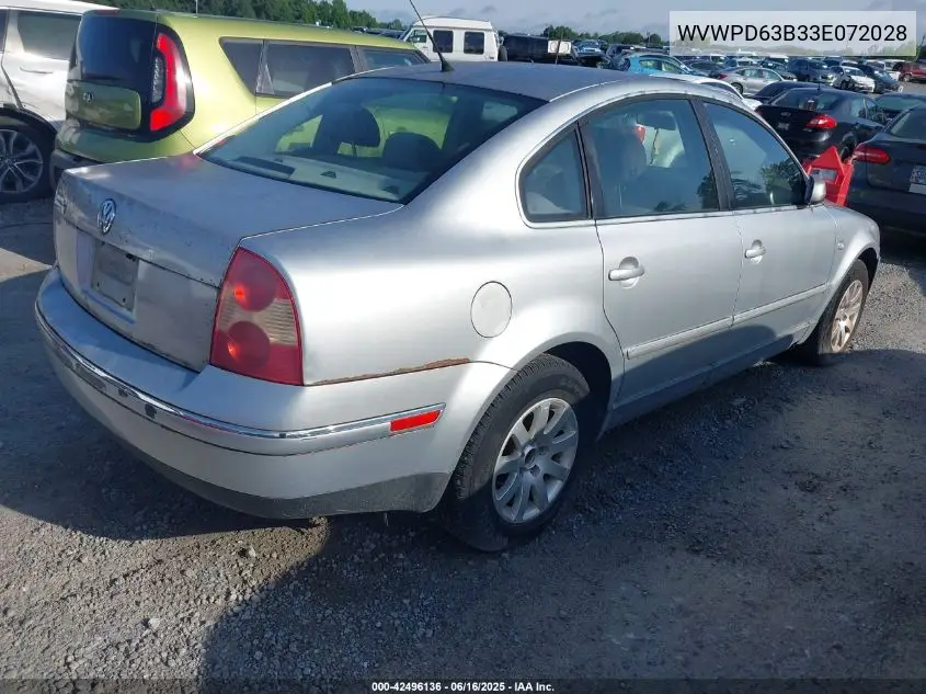 2003 Volkswagen Passat Gls VIN: WVWPD63B33E072028 Lot: 42496136