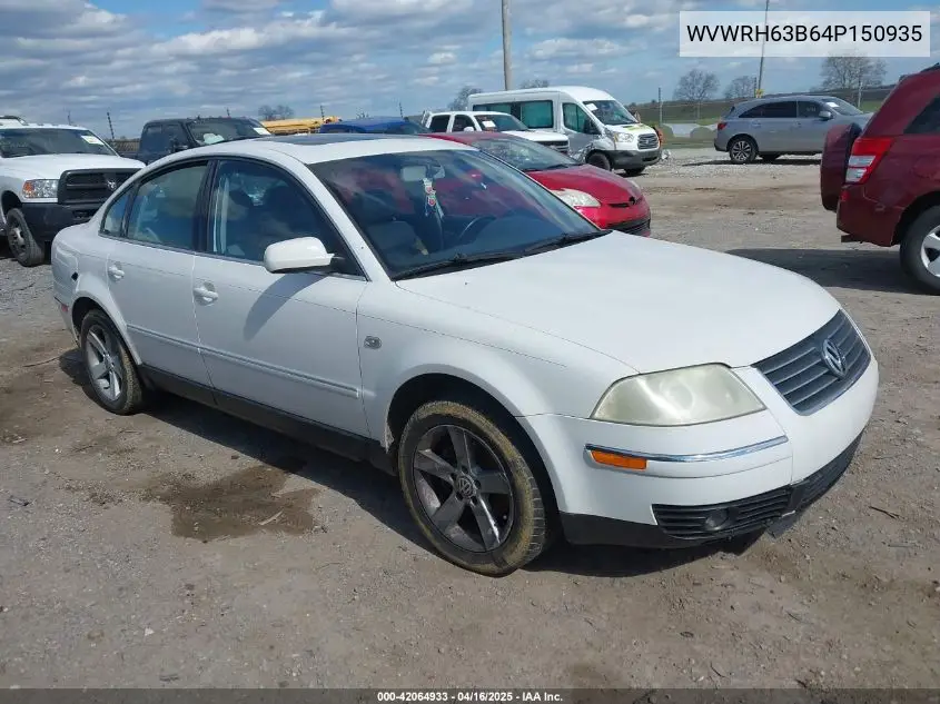 2004 Volkswagen Passat Glx VIN: WVWRH63B64P150935 Lot: 42064933