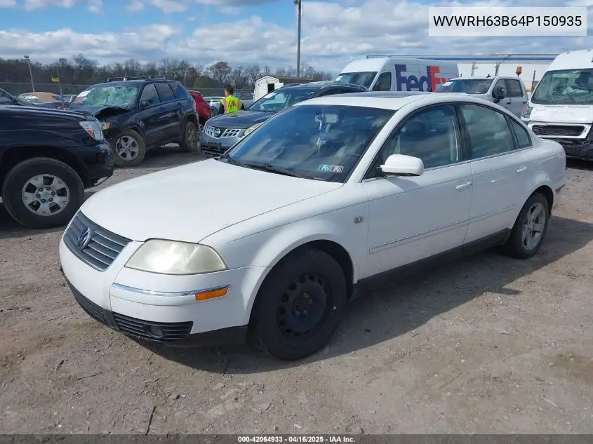 2004 Volkswagen Passat Glx VIN: WVWRH63B64P150935 Lot: 42064933