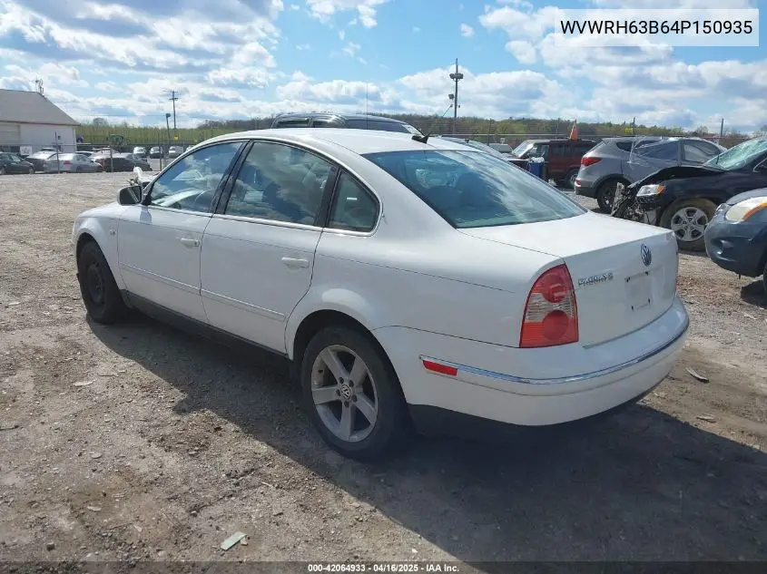 2004 Volkswagen Passat Glx VIN: WVWRH63B64P150935 Lot: 42064933