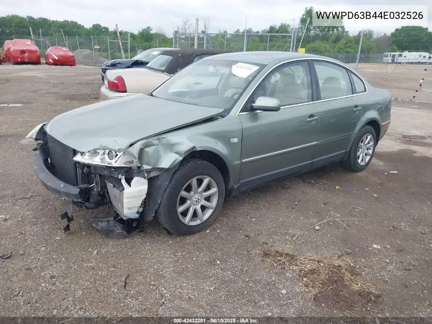 2004 Volkswagen Passat Gls VIN: WVWPD63B44E032526 Lot: 42432201