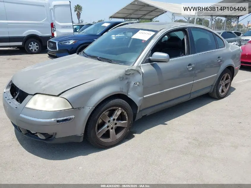 2004 Volkswagen Passat Glx VIN: WVWRH63B14P106406 Lot: 42433293