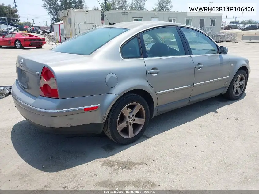 2004 Volkswagen Passat Glx VIN: WVWRH63B14P106406 Lot: 42433293