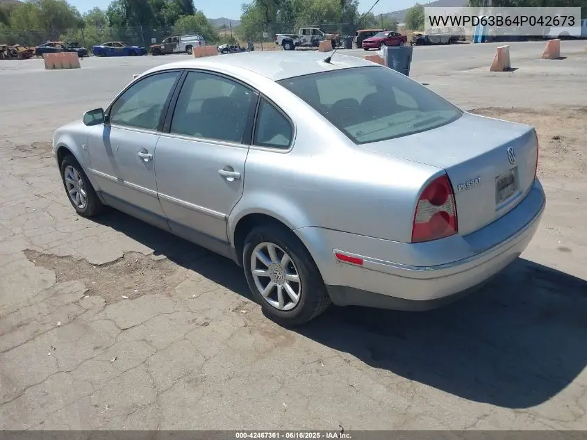 2004 Volkswagen Passat Gls VIN: WVWPD63B64P042673 Lot: 42467361