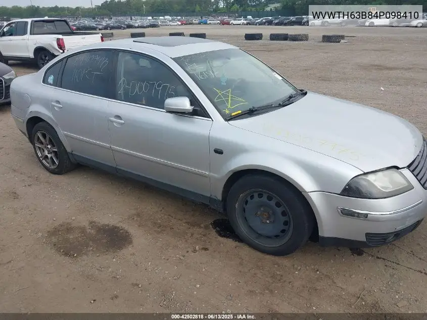 2004 Volkswagen Passat Glx VIN: WVWTH63B84P098410 Lot: 42502818