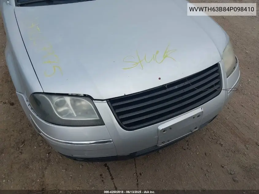 2004 Volkswagen Passat Glx VIN: WVWTH63B84P098410 Lot: 42502818