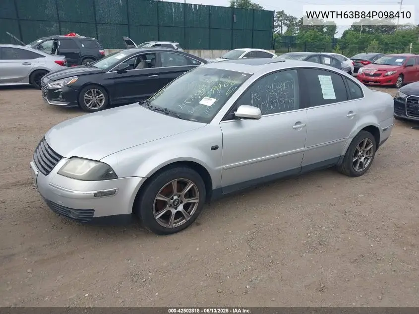 2004 Volkswagen Passat Glx VIN: WVWTH63B84P098410 Lot: 42502818