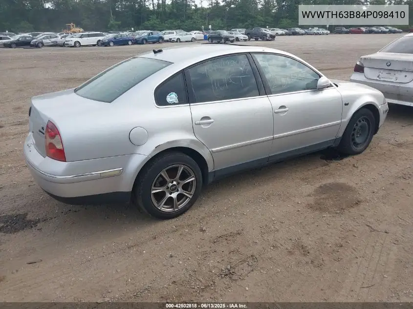 2004 Volkswagen Passat Glx VIN: WVWTH63B84P098410 Lot: 42502818