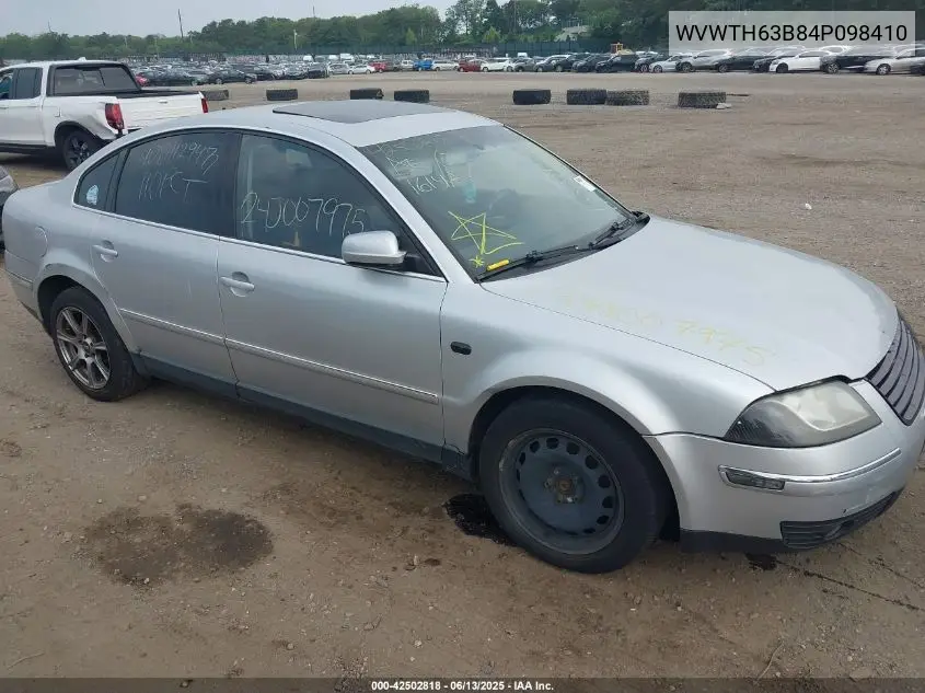 2004 Volkswagen Passat Glx VIN: WVWTH63B84P098410 Lot: 42502818
