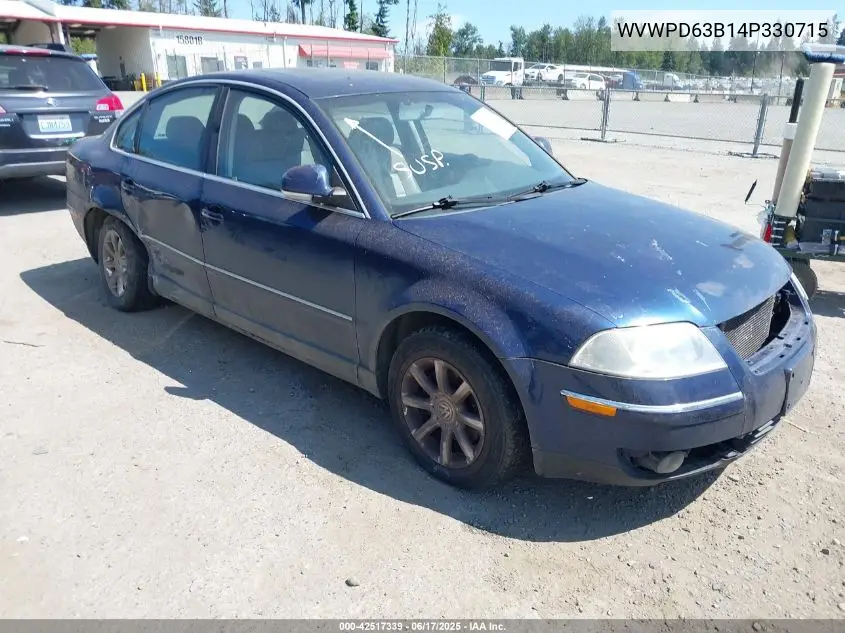 2004 Volkswagen Passat Gls VIN: WVWPD63B14P330715 Lot: 42517339