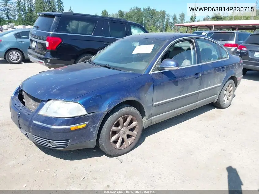 2004 Volkswagen Passat Gls VIN: WVWPD63B14P330715 Lot: 42517339