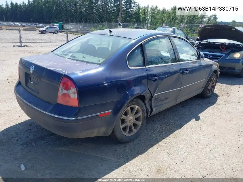 2004 Volkswagen Passat Gls VIN: WVWPD63B14P330715 Lot: 42517339