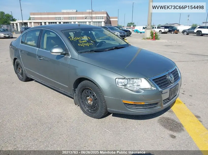 2006 Volkswagen Passat 2.0T VIN: WVWEK73C66P154498 Lot: 20213763