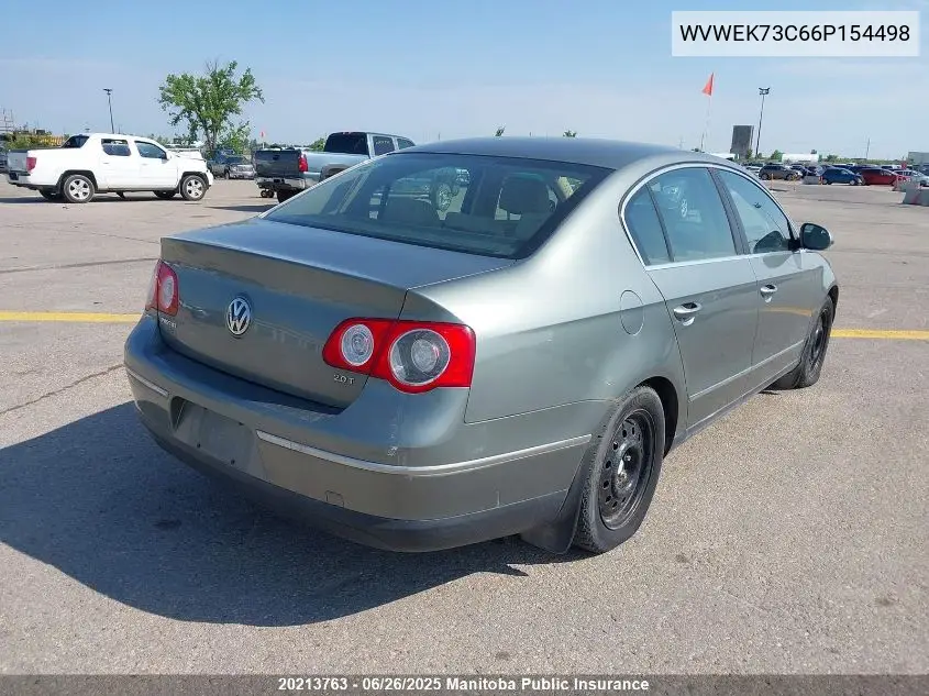 2006 Volkswagen Passat 2.0T VIN: WVWEK73C66P154498 Lot: 20213763