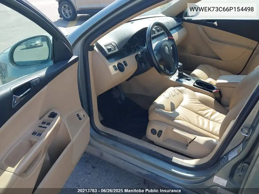 2006 Volkswagen Passat 2.0T VIN: WVWEK73C66P154498 Lot: 20213763