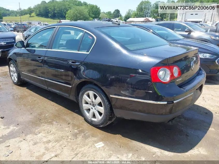 2006 Volkswagen Passat 2.0T/Value Edition VIN: WVWAK73C86P200606 Lot: 42471836