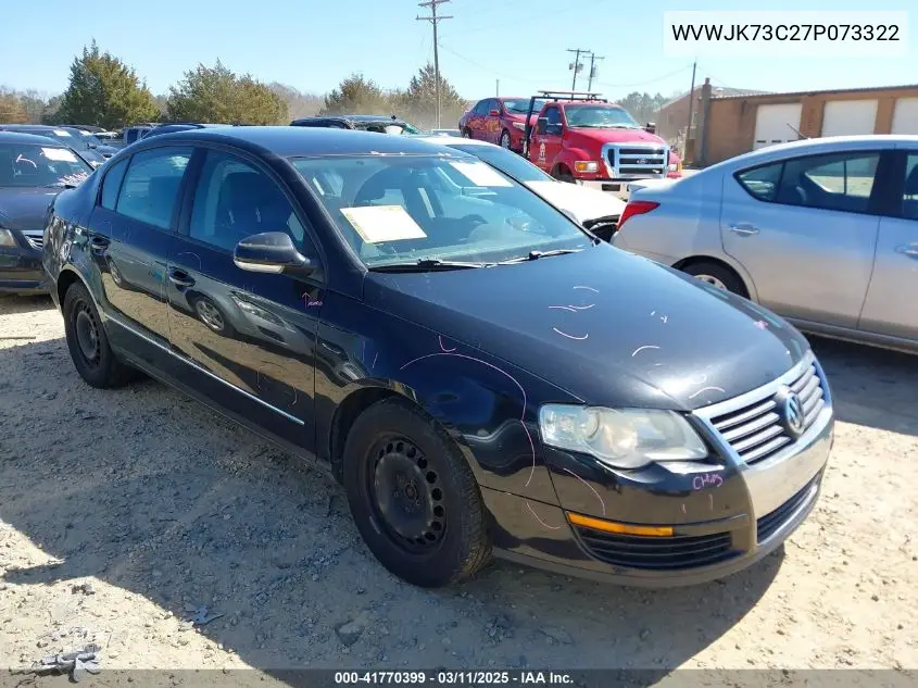 2007 Volkswagen Passat VIN: WVWJK73C27P073322 Lot: 41770399