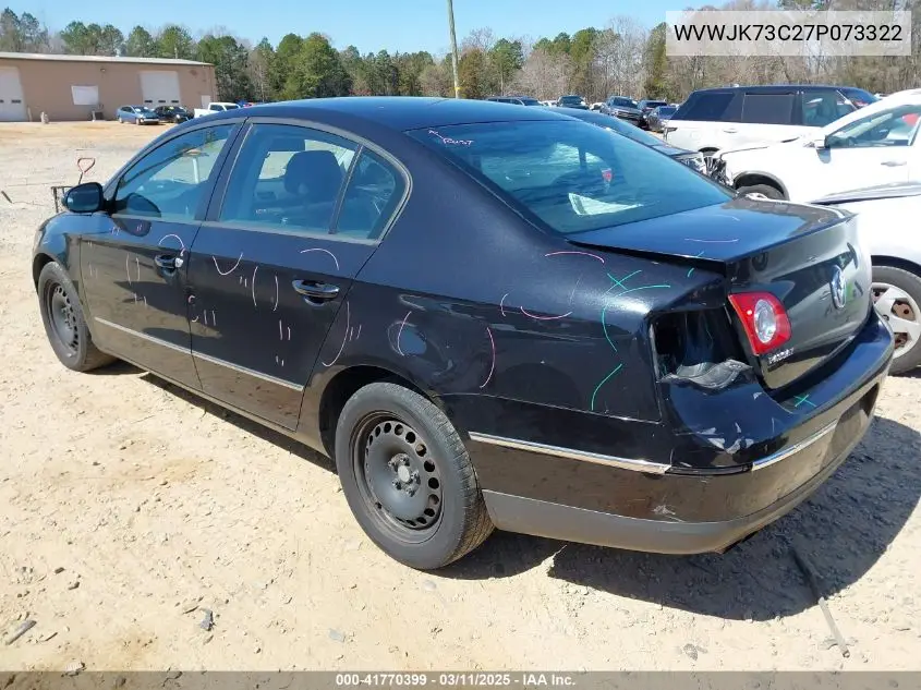 2007 Volkswagen Passat VIN: WVWJK73C27P073322 Lot: 41770399