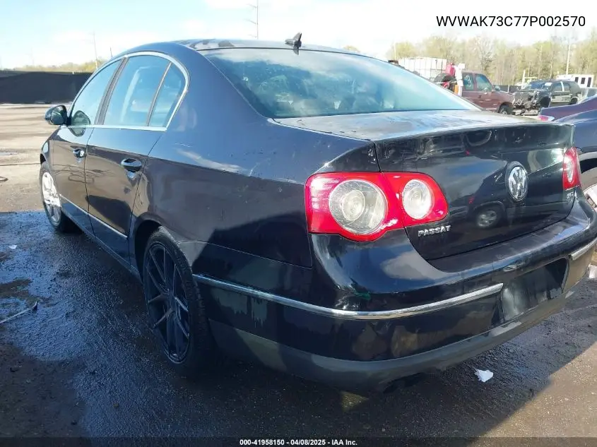 2007 Volkswagen Passat 2.0T/Wolfsburg Edition VIN: WVWAK73C77P002570 Lot: 41958150