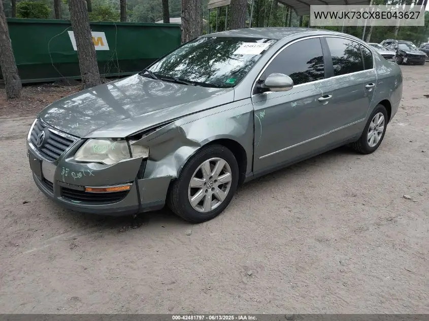 2008 Volkswagen Passat Turbo VIN: WVWJK73CX8E043627 Lot: 42481797