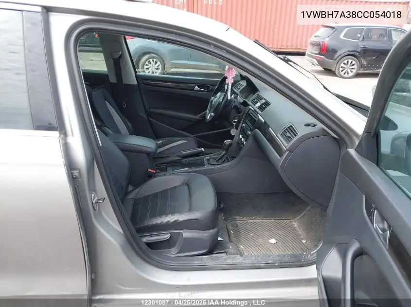 2012 Volkswagen Passat Se VIN: 1VWBH7A38CC054018 Lot: 12301087