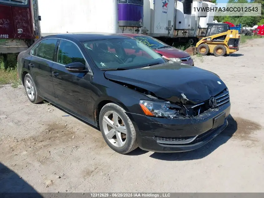2012 Volkswagen Passat VIN: 1VWBH7A34CC012543 Lot: 12312629
