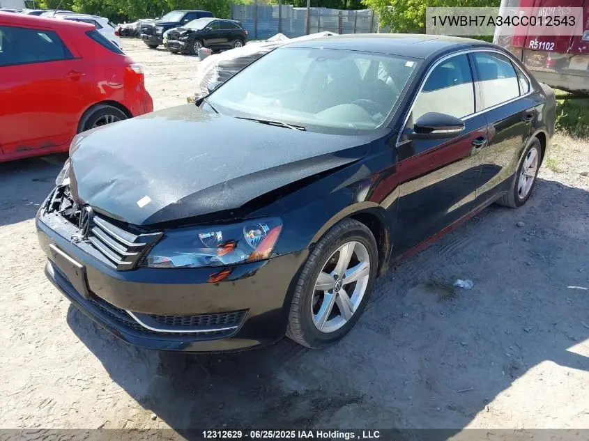 2012 Volkswagen Passat VIN: 1VWBH7A34CC012543 Lot: 12312629