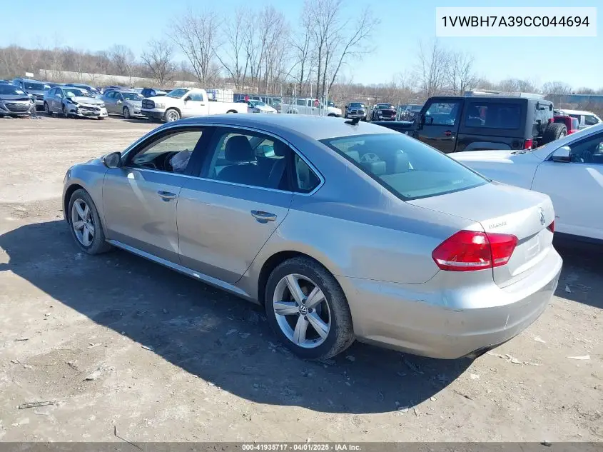 2012 Volkswagen Passat 2.5L Se VIN: 1VWBH7A39CC044694 Lot: 41935717