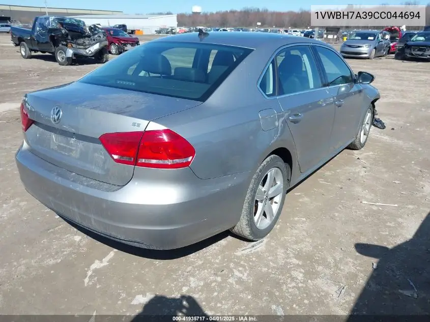 2012 Volkswagen Passat 2.5L Se VIN: 1VWBH7A39CC044694 Lot: 41935717