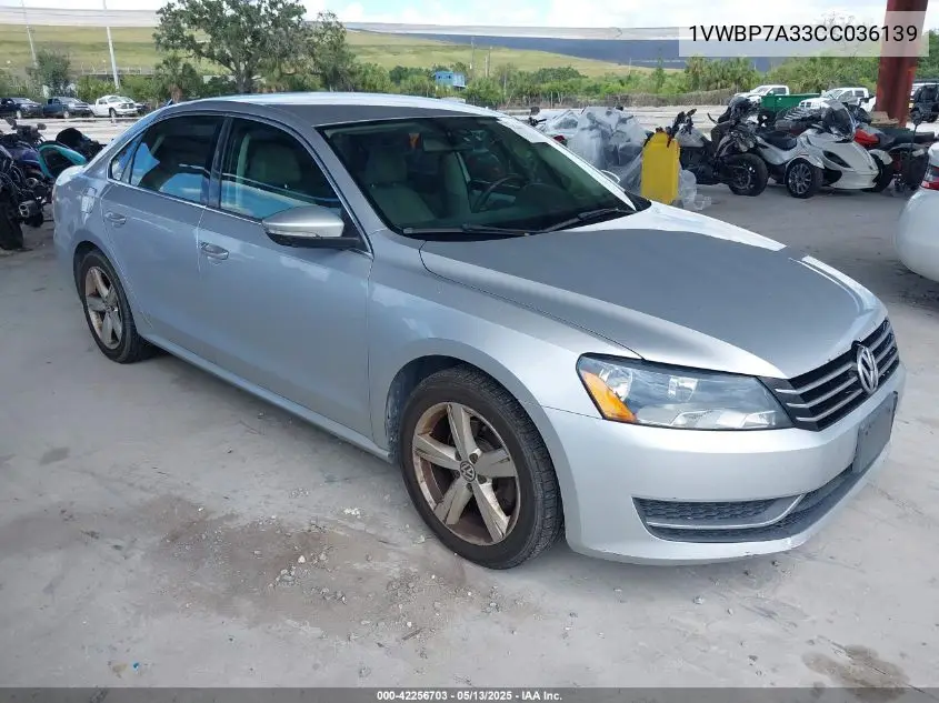 2012 Volkswagen Passat 2.5L Se VIN: 1VWBP7A33CC036139 Lot: 42256703
