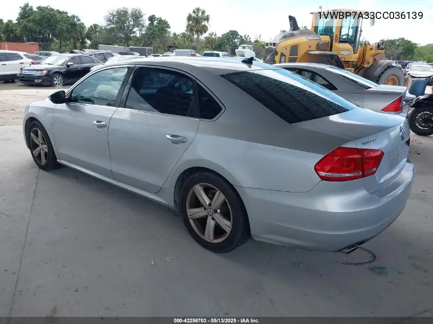 2012 Volkswagen Passat 2.5L Se VIN: 1VWBP7A33CC036139 Lot: 42256703