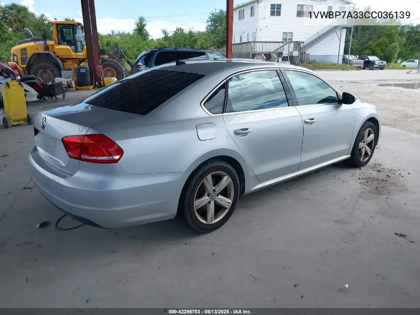 2012 Volkswagen Passat 2.5L Se VIN: 1VWBP7A33CC036139 Lot: 42256703