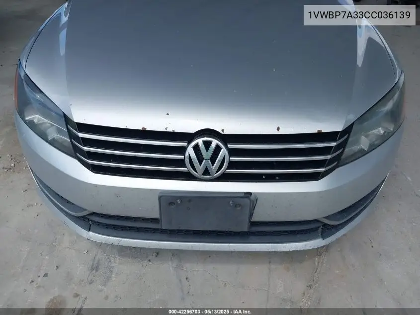 2012 Volkswagen Passat 2.5L Se VIN: 1VWBP7A33CC036139 Lot: 42256703