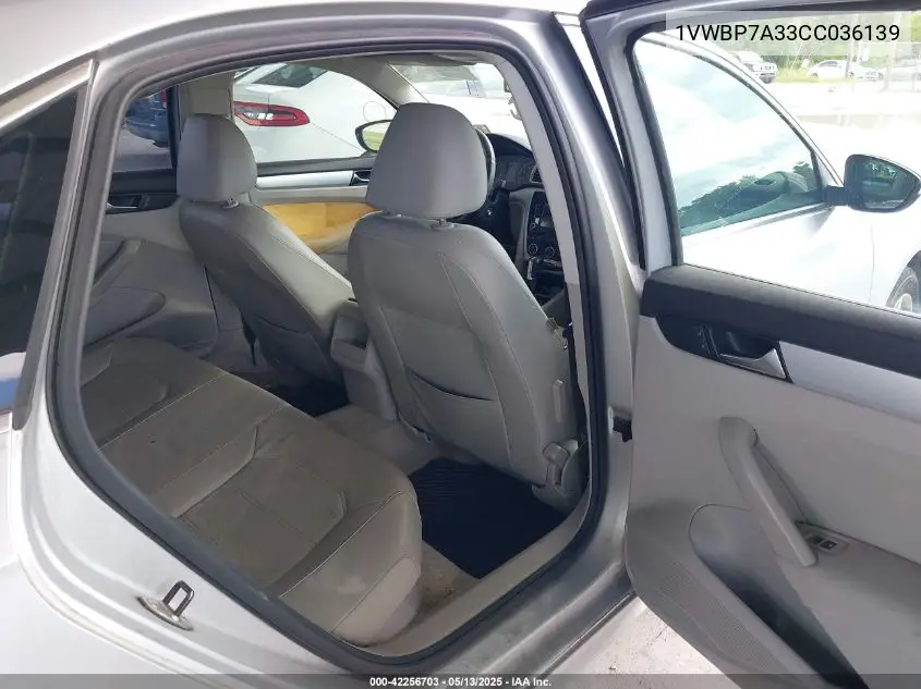 2012 Volkswagen Passat 2.5L Se VIN: 1VWBP7A33CC036139 Lot: 42256703