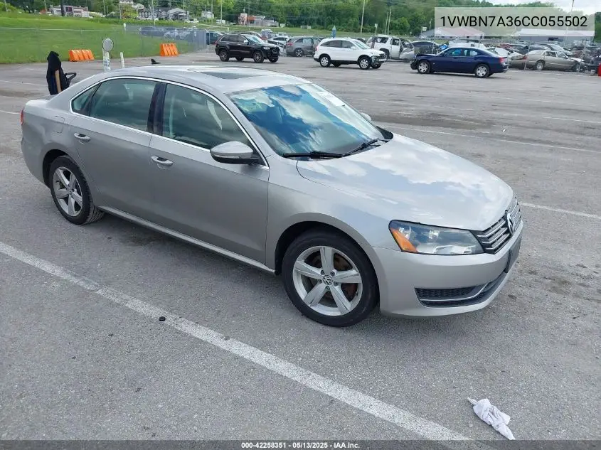 2012 Volkswagen Passat 2.0L Tdi Se VIN: 1VWBN7A36CC055502 Lot: 42258351