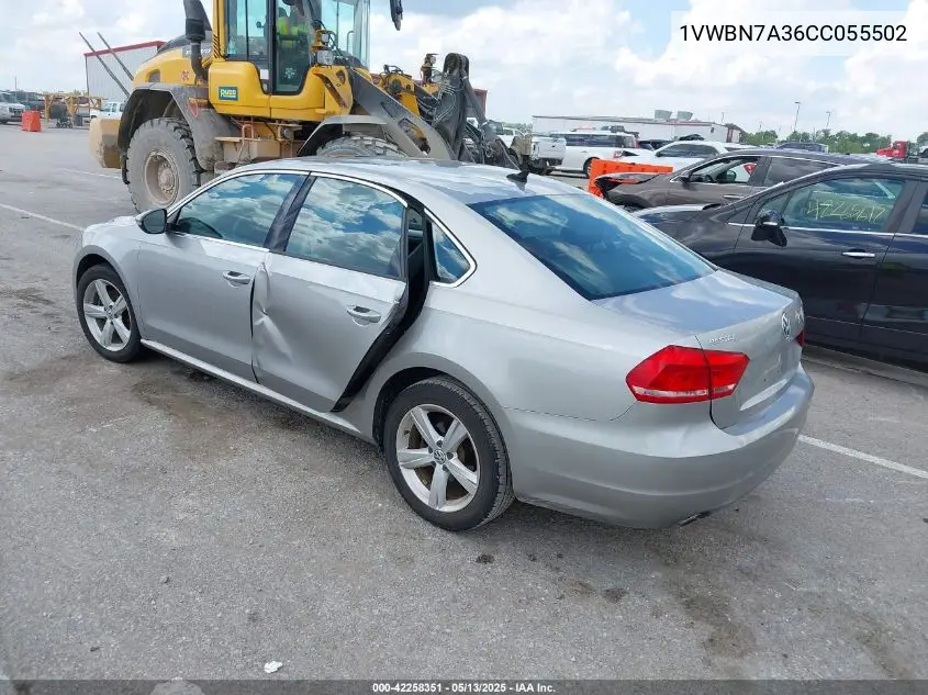 2012 Volkswagen Passat 2.0L Tdi Se VIN: 1VWBN7A36CC055502 Lot: 42258351